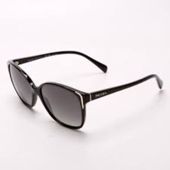 160 NWT - Prada Conceptual PR 01OS 1AB5W1 Black Plastic Square Sunglasses Grey